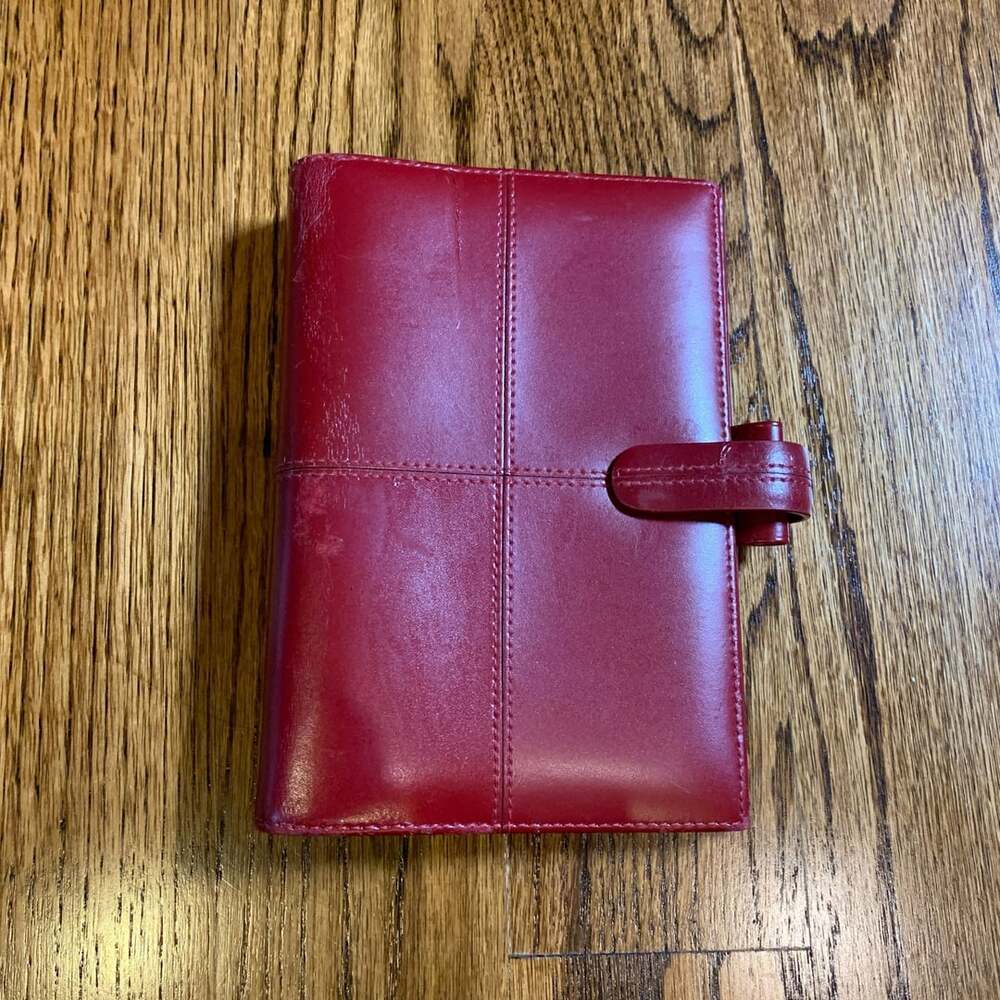 Filofax Classic Personal Organizer Size Red Italian Leather